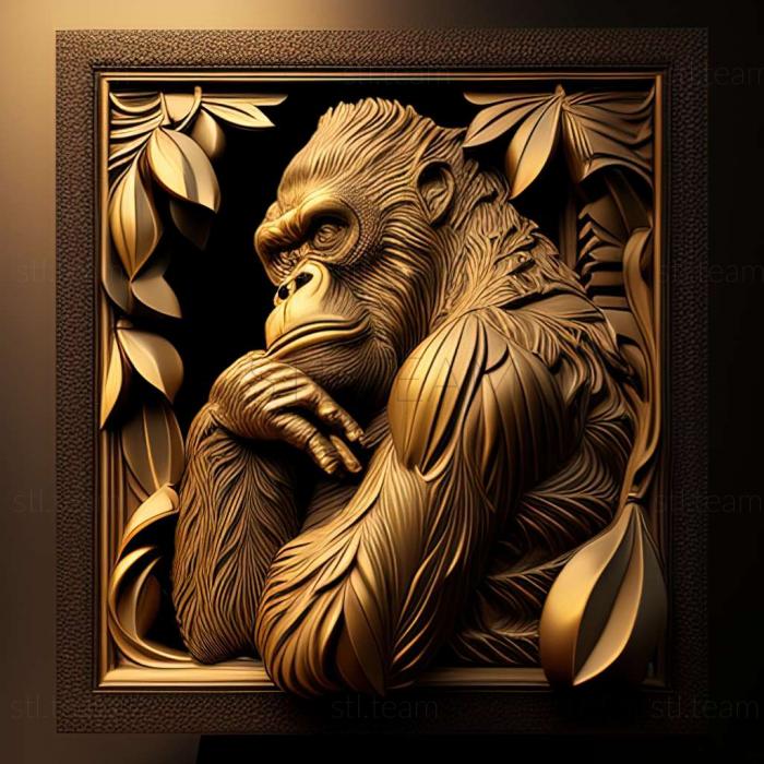 3D model gorilla in frame.png (STL)